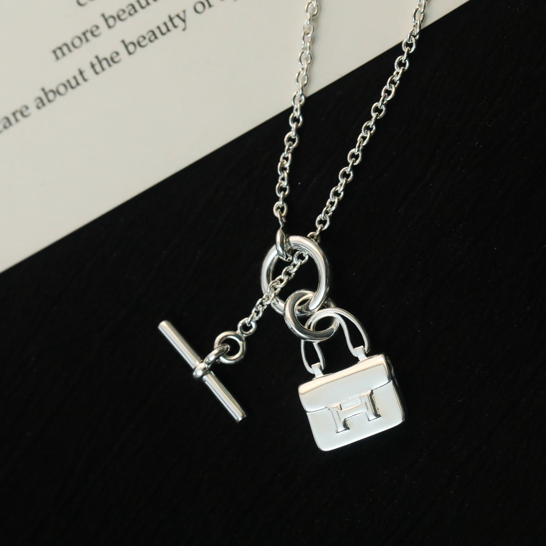[Solara Jewelry]POP H PEDANT SILVER NECKLACE