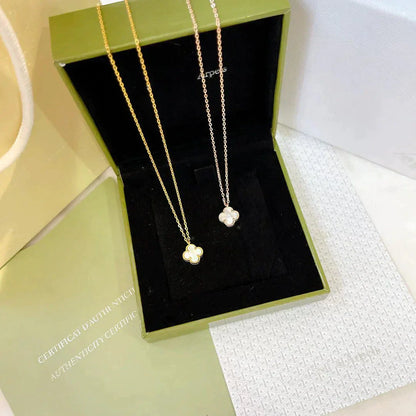 [Solara Jewelry]CLOVER MINI 9.5MM WHITE MOTHER-OF-PEARL NECKLACE