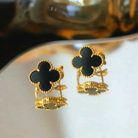 [Solara Jewelry]CLOVER MEDIUM 1 MOTIFS  ONYX STUD EARRINGS