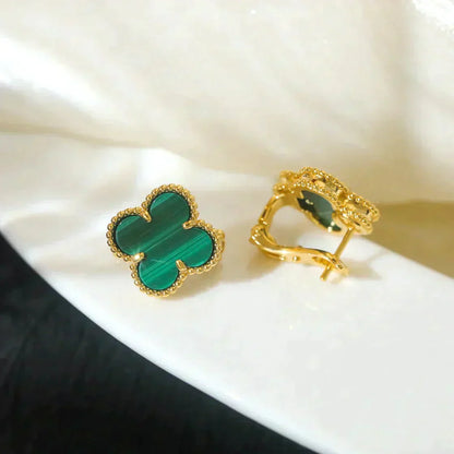 [Solara Jewelry]CLOVER MEDIUM 1 MOTIFS MALACHITE  EARRINGS