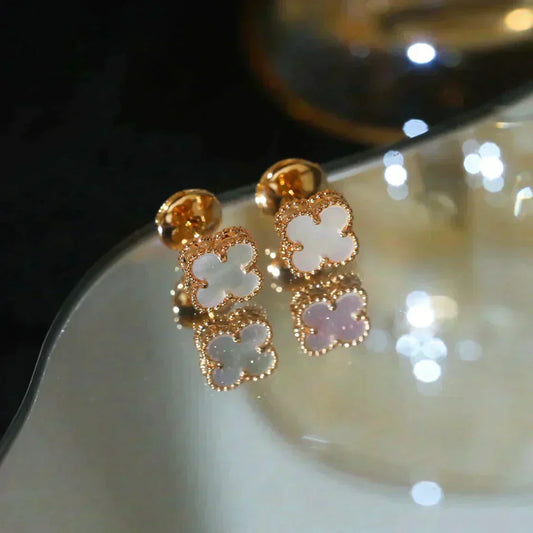 [Solara Jewelry]CLOVER MINI 9.5MM WHITE MOP EARRINGS