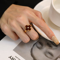 [Solara Jewelry]CLOVER CARNELIAN RING ROSE GOLD DIAMOND