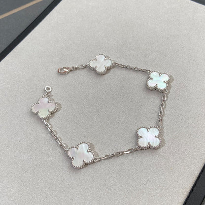 [Solara Jewelry]CLOVER SILVER MOP 5 MOTIF BRACELET
