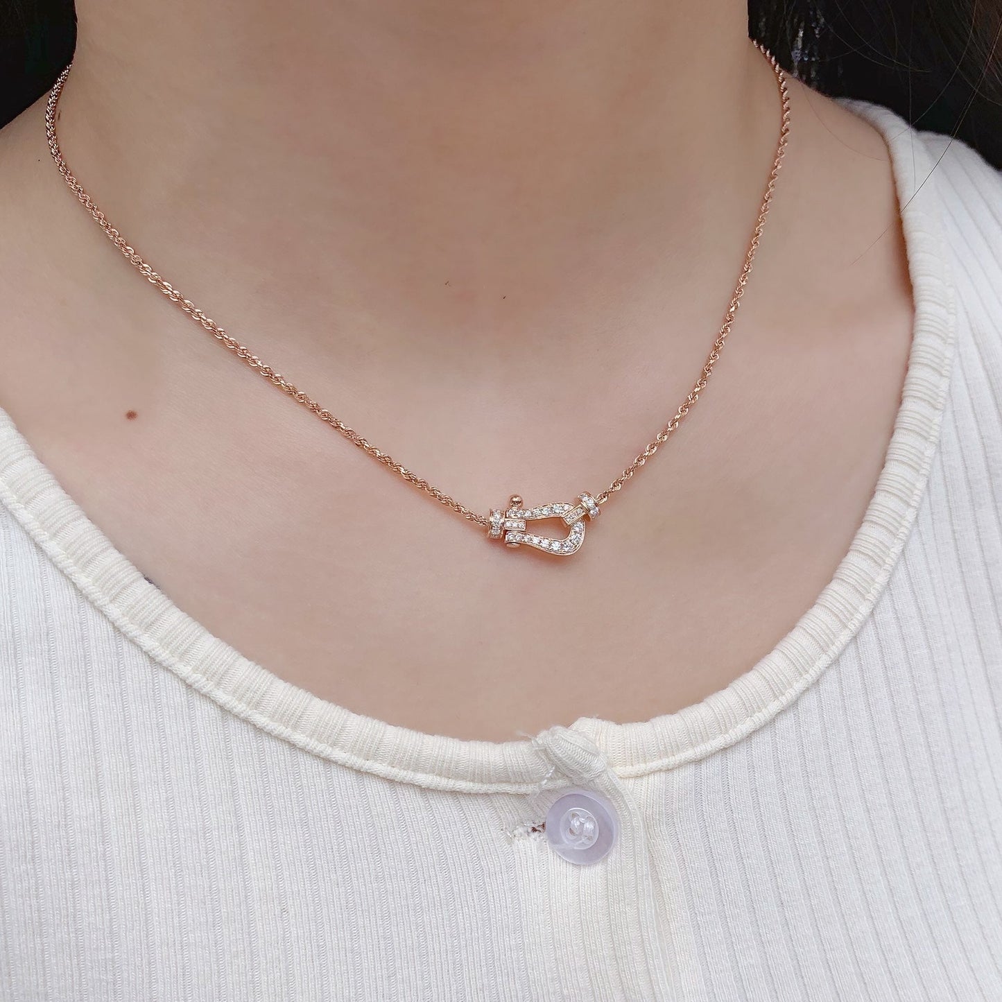 [Solara Jewelry]FORCE 10 PINK GOLD DIAMOND NECKLACE