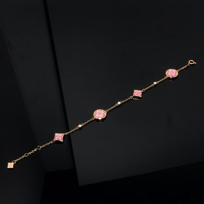 [Solara Jewelry]STAR AND SUN 4 MOTIF PINK MOP PINK GOLD BRACELET