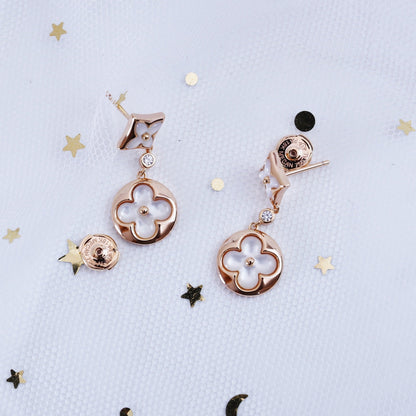 [Solara Jewelry]STAR AND SUN PINK GOLD MOP DROP EARRINGS
