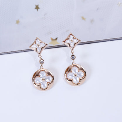 [Solara Jewelry]STAR AND SUN PINK GOLD MOP DROP EARRINGS
