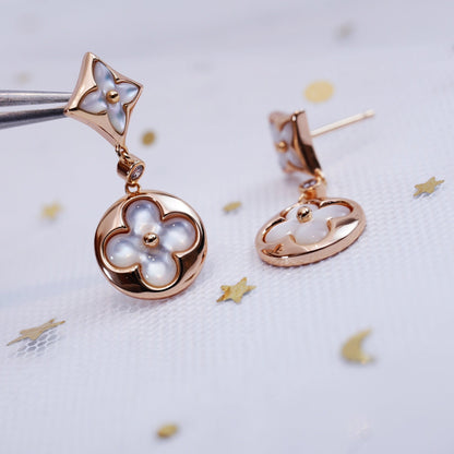 [Solara Jewelry]STAR AND SUN PINK GOLD MOP DROP EARRINGS