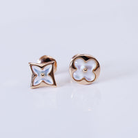 [Solara Jewelry]STAR AND SUN PINK GOLD MOP STUD EARRINGS