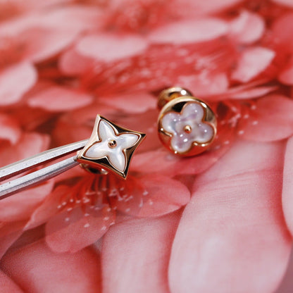 [Solara Jewelry]STAR AND SUN PINK GOLD MOP STUD EARRINGS
