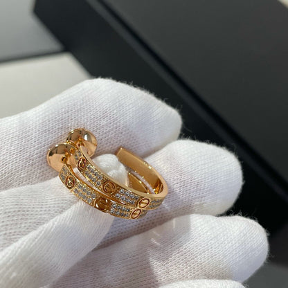 [Solara Jewelry]LOVE DIAMOND PINK GOLD HOOP EARRINGS