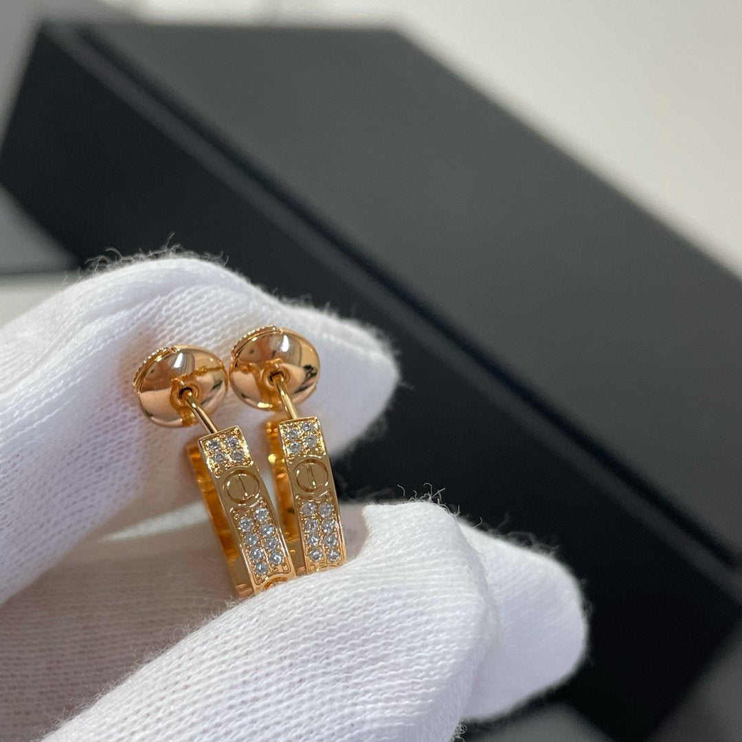 [Solara Jewelry]LOVE DIAMOND PINK GOLD HOOP EARRINGS