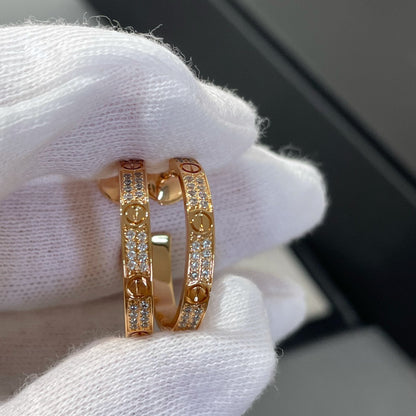 [Solara Jewelry]LOVE DIAMOND PINK GOLD HOOP EARRINGS