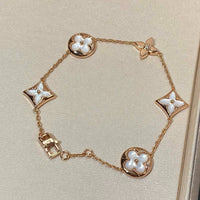 [Solara Jewelry]STAR AND SUN 5 MOTIF MOP PINK GOLD BRACELET