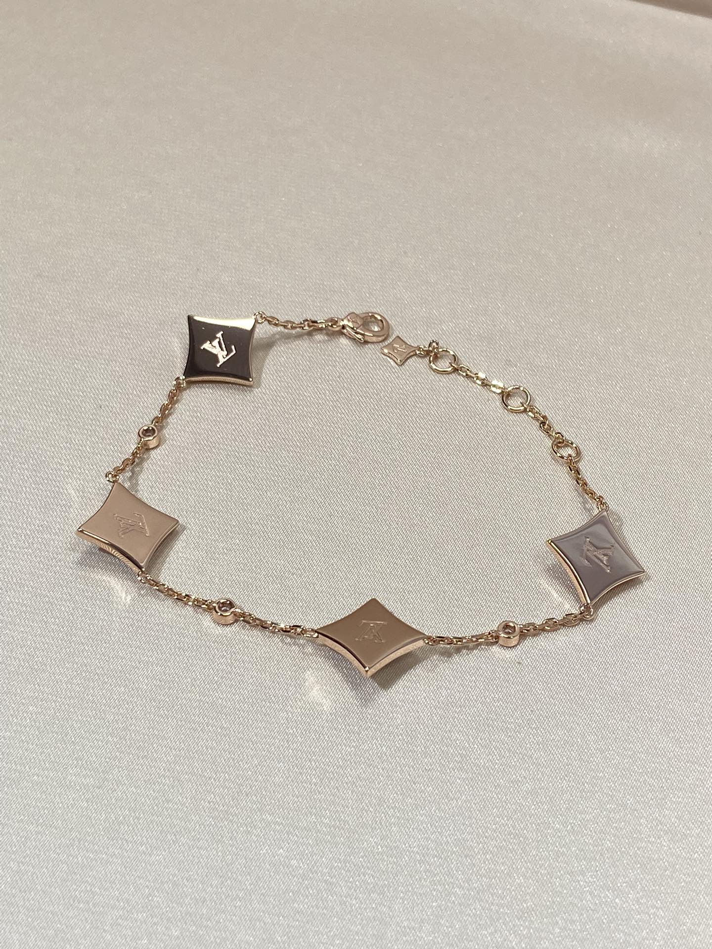 [Solara Jewelry]STAR 4 MOTIF MOP DIAMOND PINK GOLD BRACELET