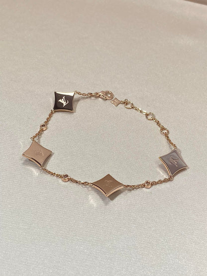 [Solara Jewelry]STAR 4 MOTIF MOP DIAMOND PINK GOLD BRACELET