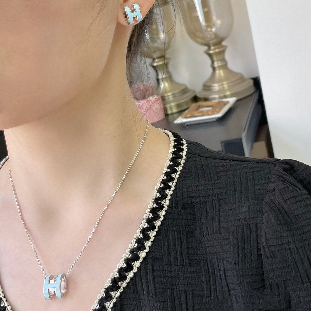 [Solara Jewelry]POP H SKY BLUE NECKLACE