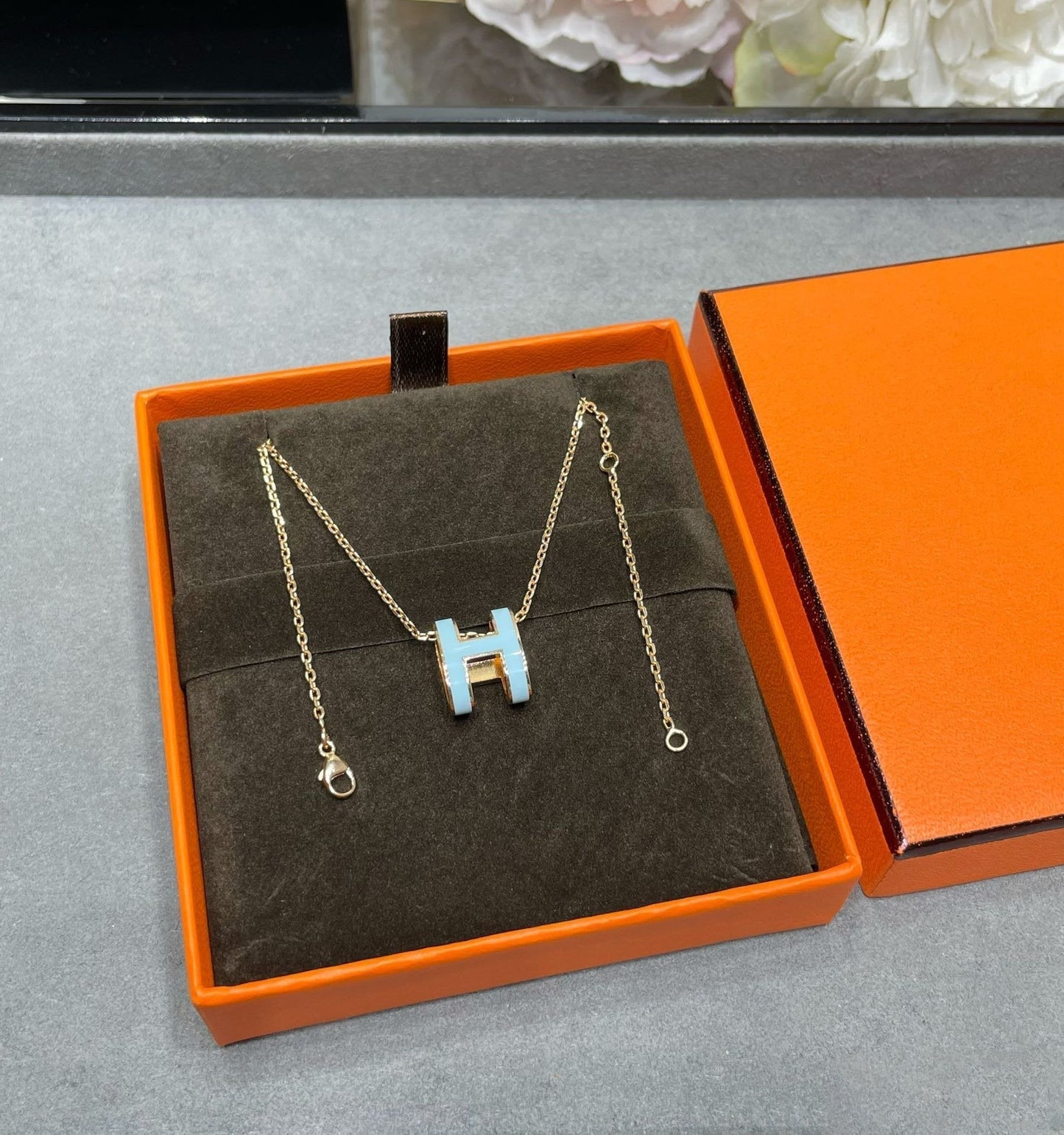 [Solara Jewelry]POP H SKY BLUE NECKLACE