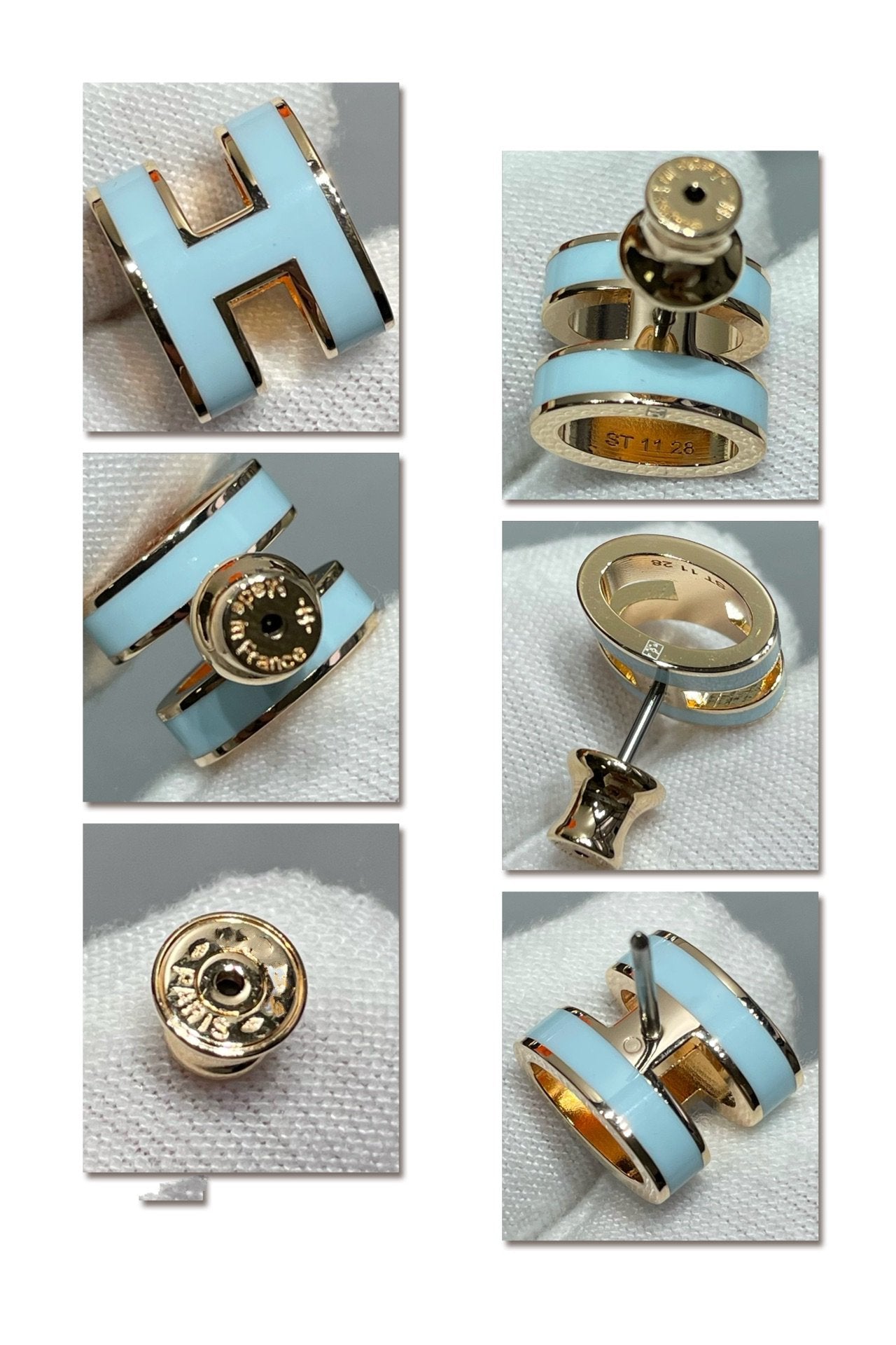 [Solara Jewelry]POP H SKY BLUE STUD EARRINGS