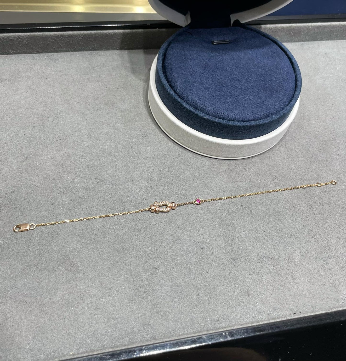 [Solara Jewelry]FORCE 10 DIAMOND CHAIN LINK PINK GOLD BRACELET