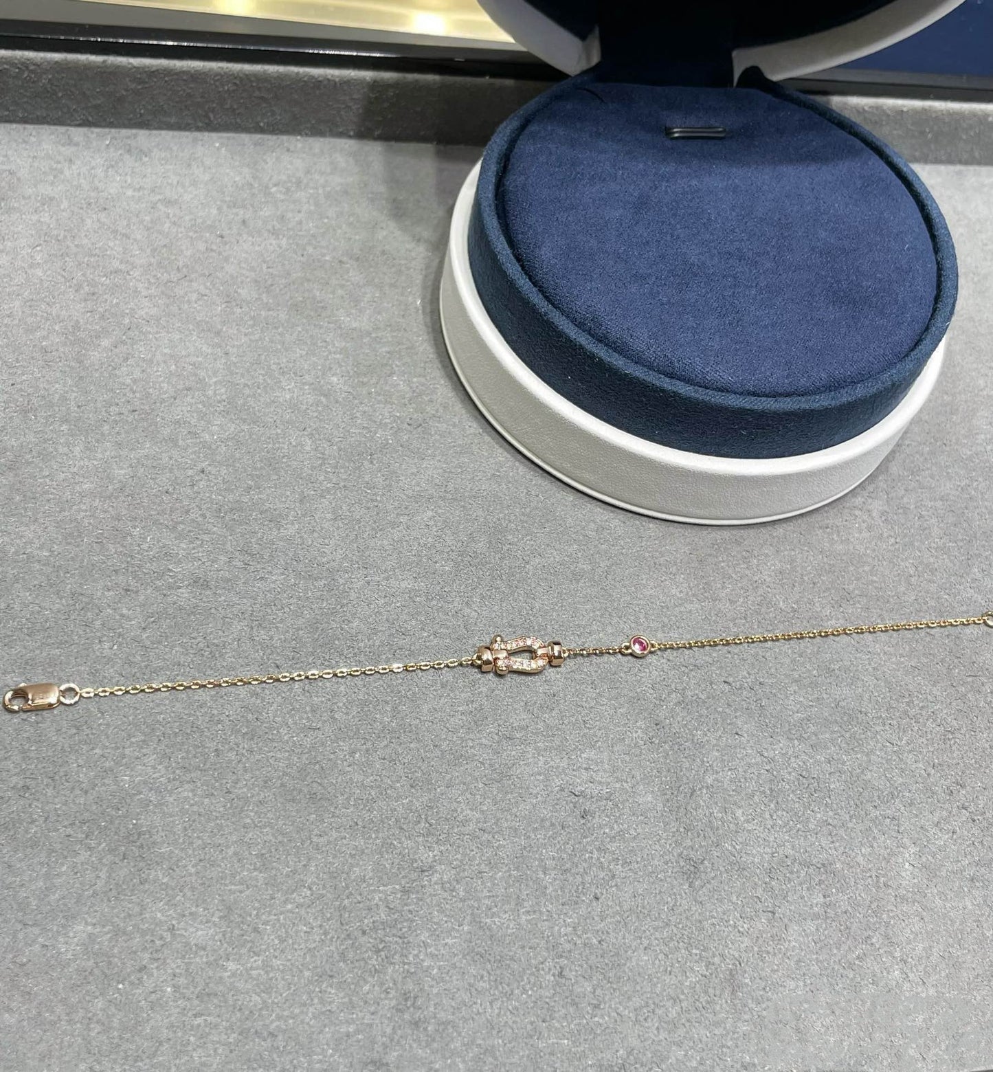 [Solara Jewelry]FORCE 10 DIAMOND CHAIN LINK PINK GOLD BRACELET