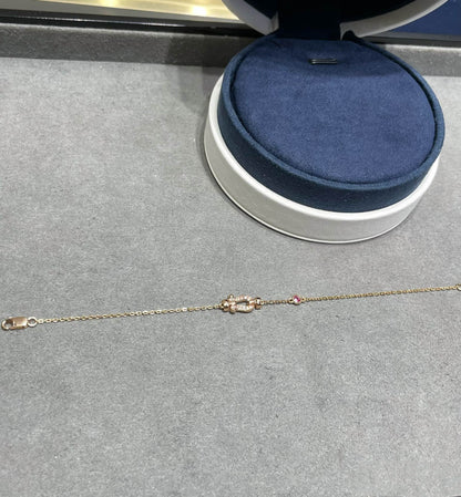 [Solara Jewelry]FORCE 10 DIAMOND CHAIN LINK PINK GOLD BRACELET