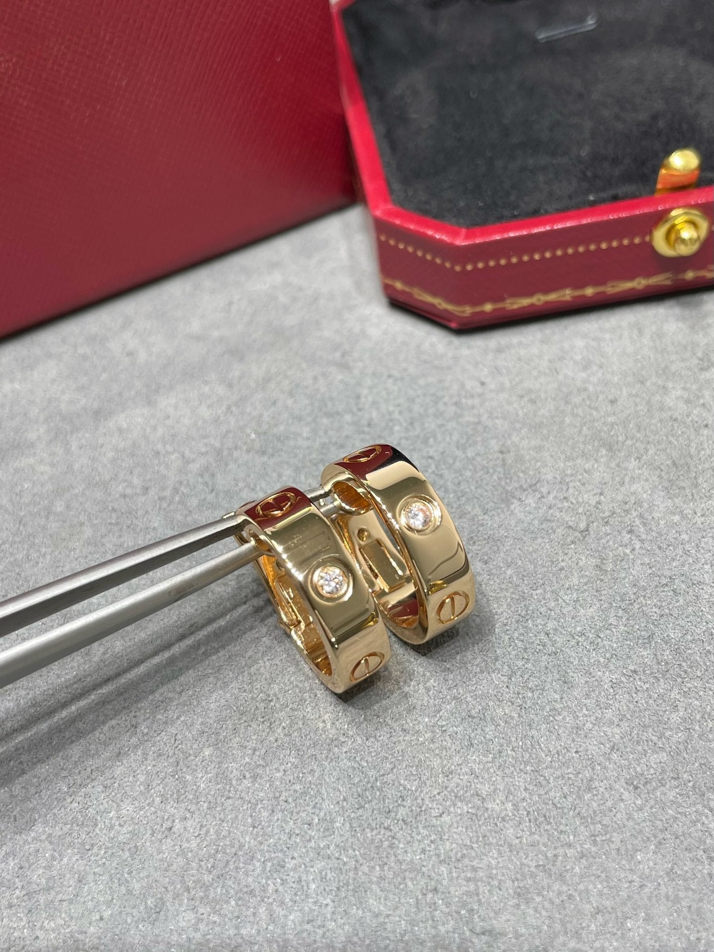 [Solara Jewelry]LOVE 5.5MM 1 DIAMOND EARRINGS