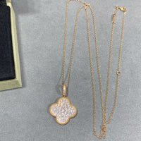 [Solara Jewelry]CLOVER 25MM LARGE PEDANT DIAMOND PAVED LONG NECKLACE
