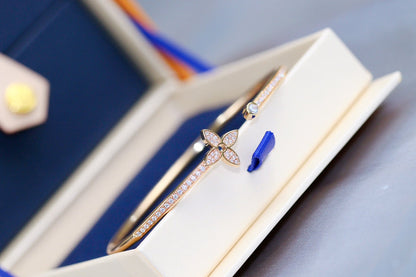 [Solara Jewelry]IDYLLE PINK GOLD OPEN BRACELET DIAMOND PAVED