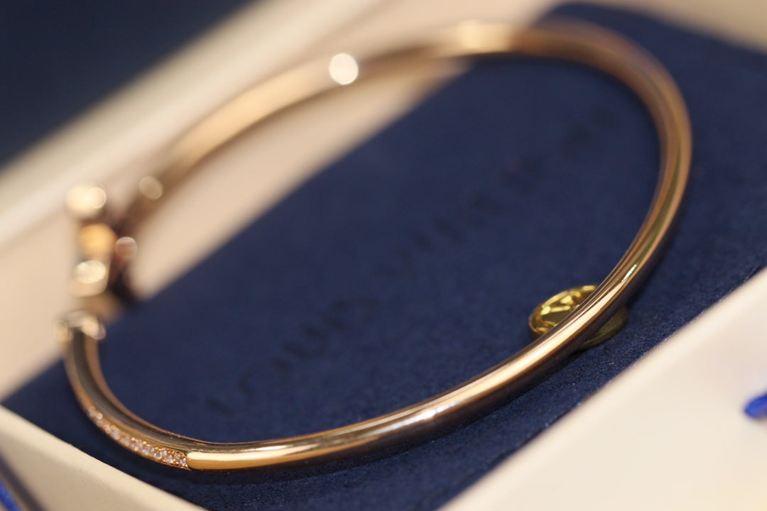 [Solara Jewelry]IDYLLE PINK GOLD OPEN BRACELET DIAMOND PAVED