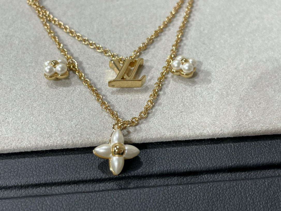[Solara Jewelry]FLOWERGRAM GOLD MOP DOUBLE ROW NECKLACE