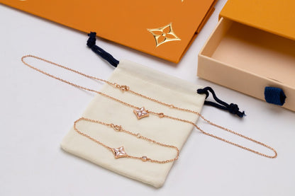 [Solara Jewelry]STAR PINK MOP 1 DIAMOND PINK GOLD NECKLACE