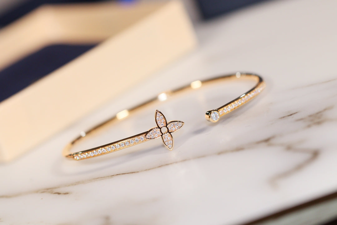 [Solara Jewelry]IDYLLE GOLD OPEN BRACELET DIAMOND PAVED