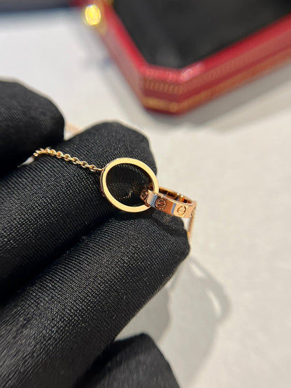 [Solara Jewelry]LOVE NECKLACE DOUBLE RING PINK GOLD