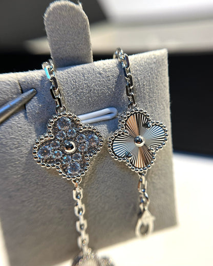 [Solara Jewelry]CLOVER 5 MOTIF SILVER DIAMOND BRACELET
