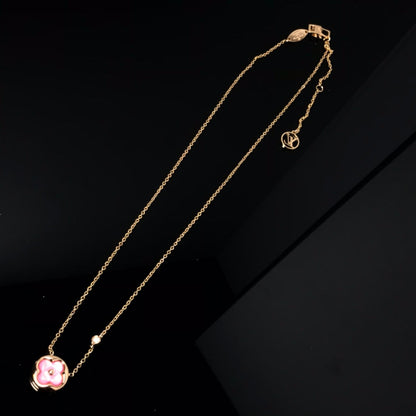 [Solara Jewelry]COLOR BLOSSOM PINK MOP SUN GOLD NECKLACE