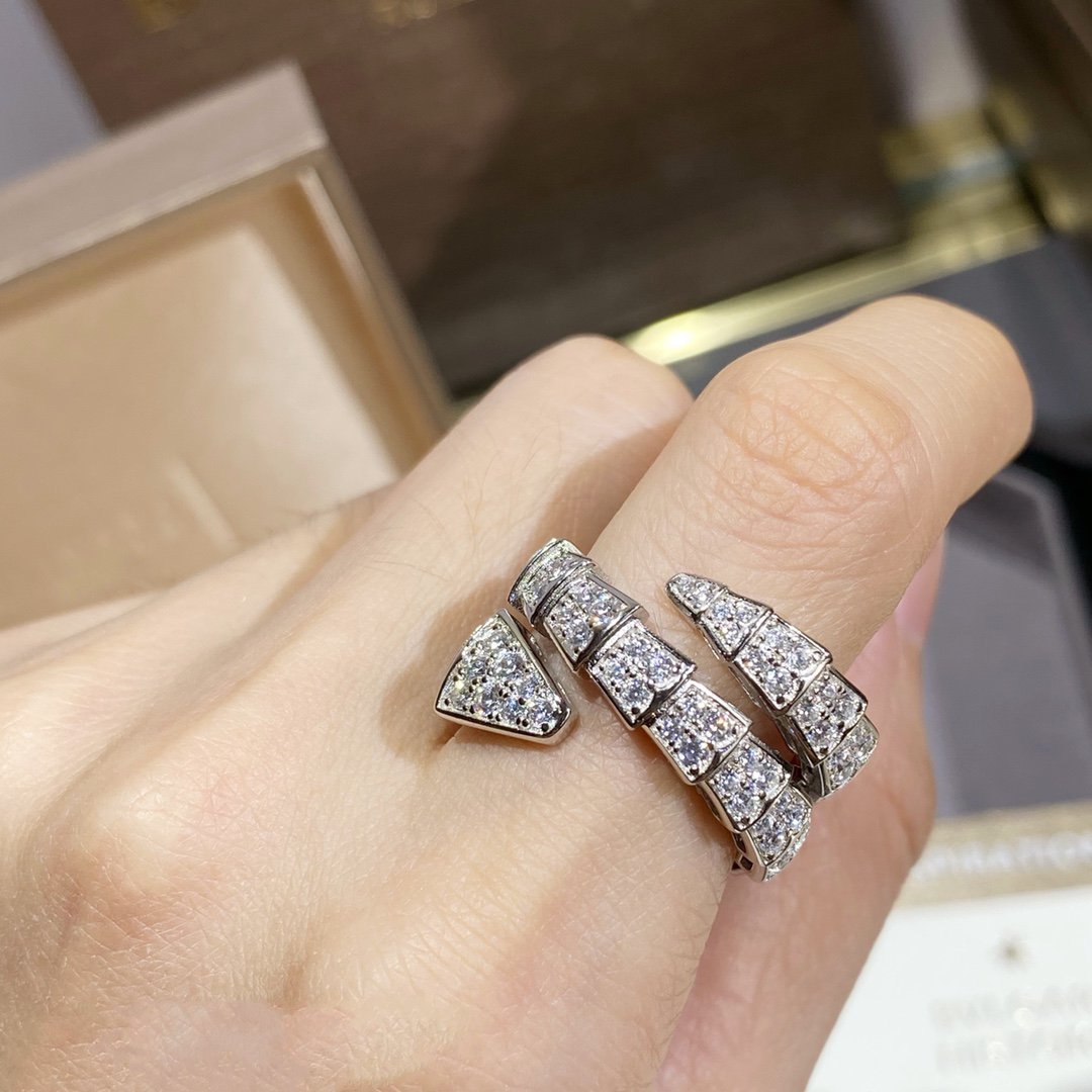 [Solara Jewelry]SERPENTI DOUBLE RING SILVER DIAMOND PAVED