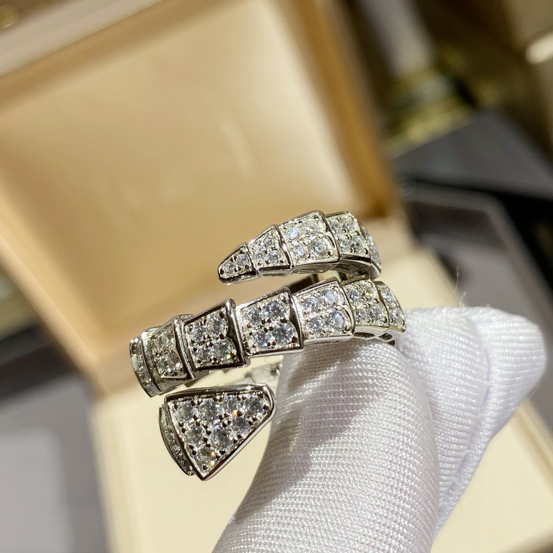 [Solara Jewelry]SERPENTI DOUBLE RING SILVER DIAMOND PAVED