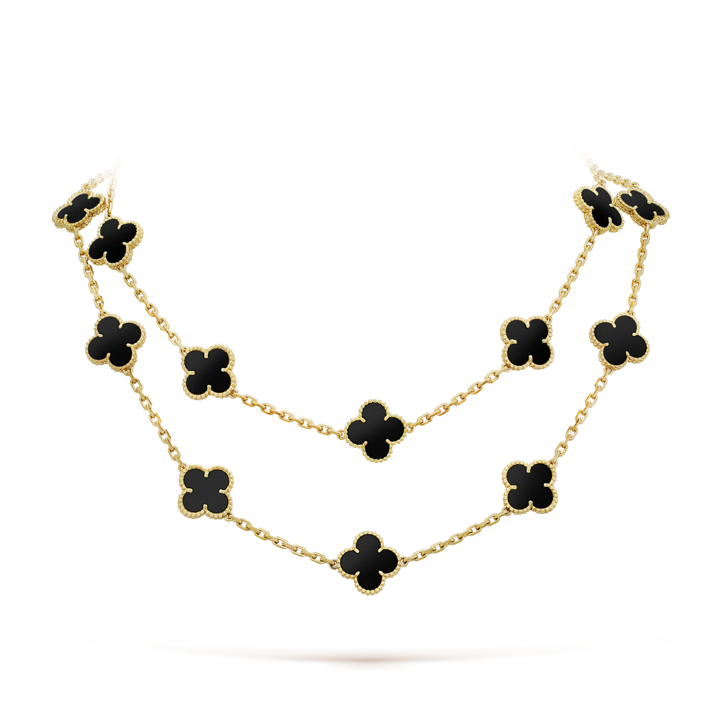 [Solara Jewelry]CLOVER 20 MOTIFS ONYX NECKLACE