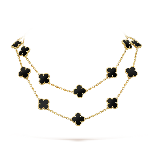 [Solara Jewelry]CLOVER 20 MOTIFS ONYX NECKLACE