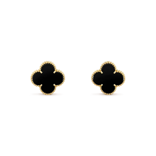 [Solara Jewelry]CLOVER MEDIUM 1 MOTIFS  ONYX STUD EARRINGS