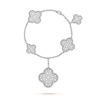 [Solara Jewelry]CLOVER 6 MOTIFS SILVER DIAMOND BRACELET