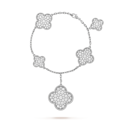 [Solara Jewelry]CLOVER 6 MOTIFS SILVER DIAMOND BRACELET