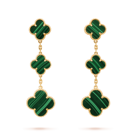 [Solara Jewelry]CLOVER MALACHITE 3 MOTIFS GOLD