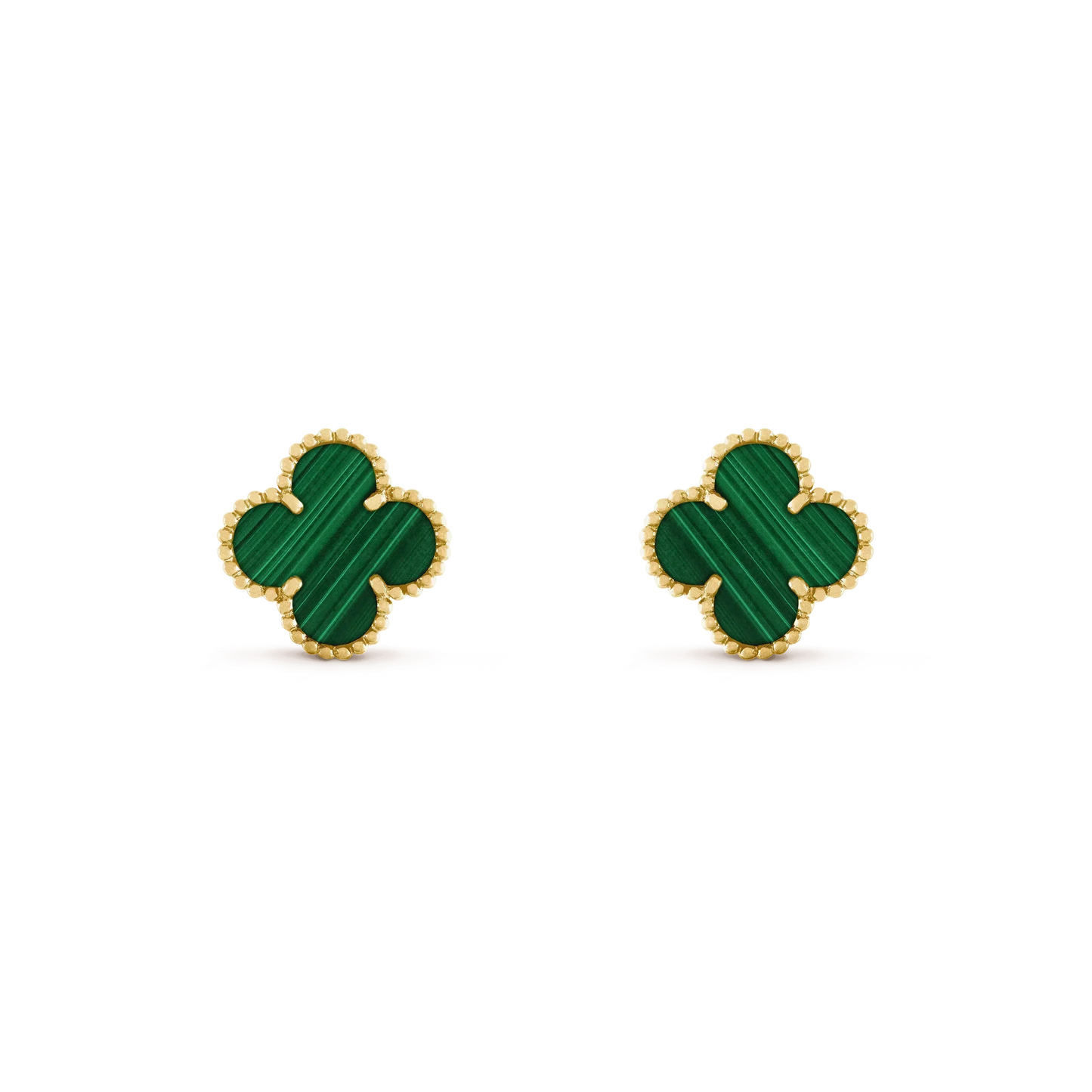 [Solara Jewelry]CLOVER MEDIUM 1 MOTIFS MALACHITE  EARRINGS