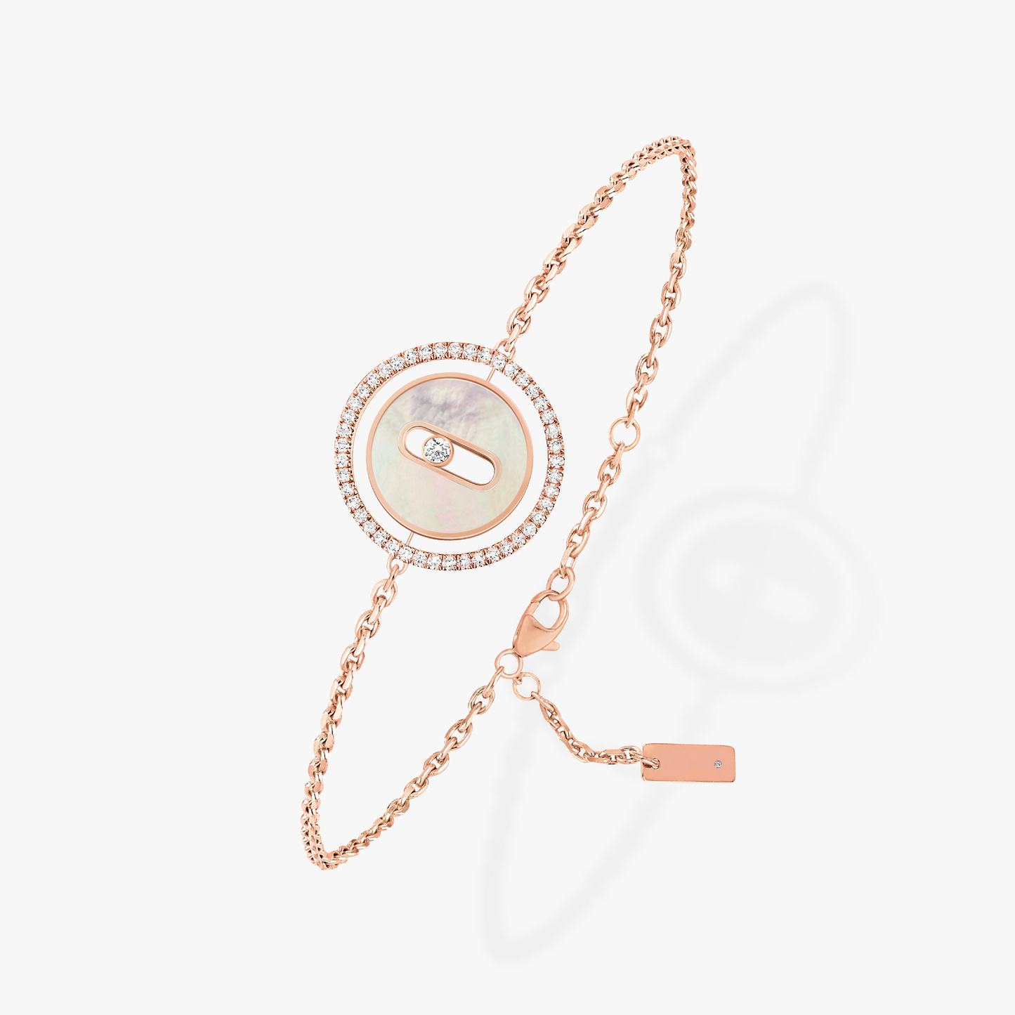 [Solara jewelry]LUCKY MOVE WHITE MOTHER OF PEARL PINK GOLD DIAMOND BRACELET