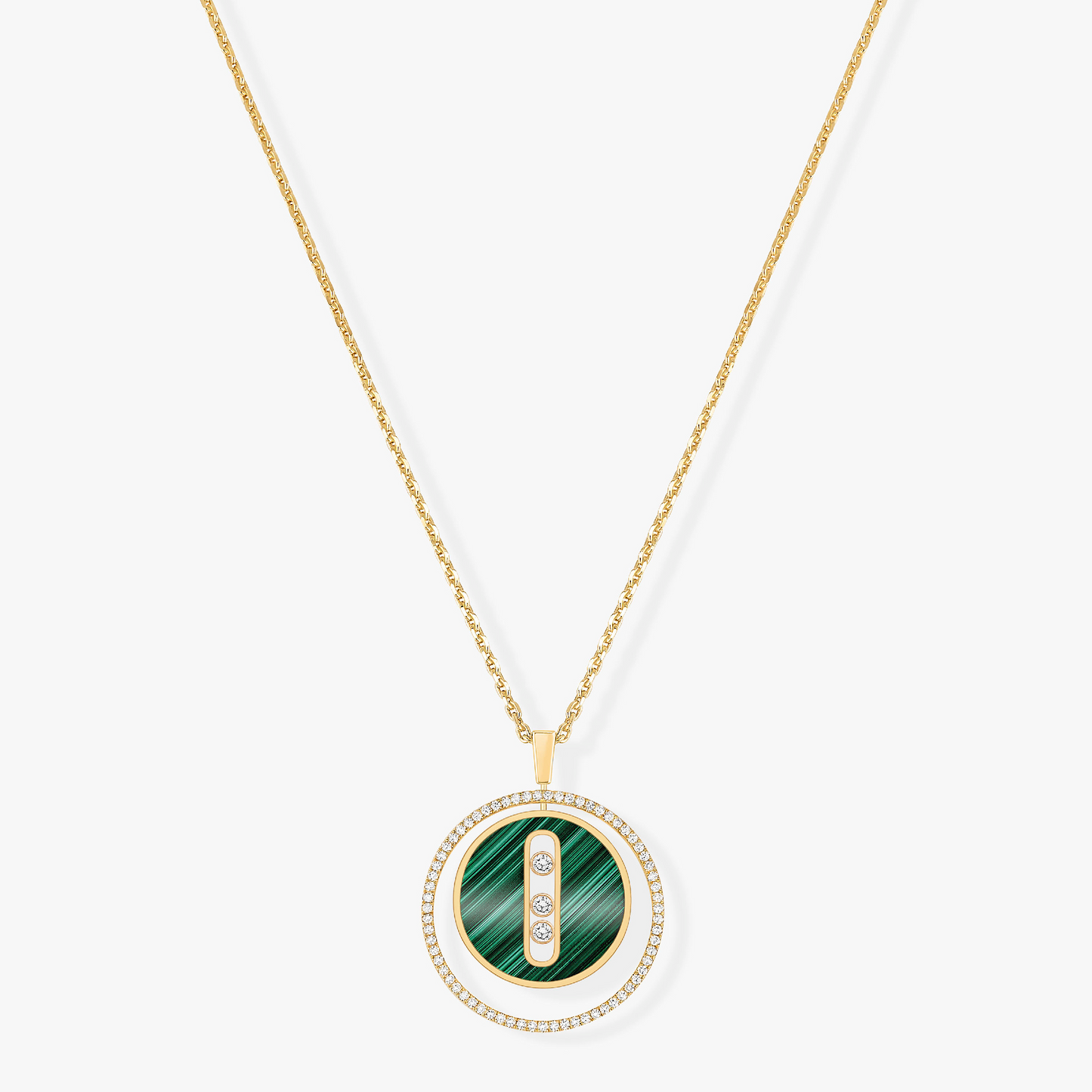 [Solara jewelry]LUCKY MOVE 3 DIAMOND MALACHITE GOLD DIAMOND NECKLACE