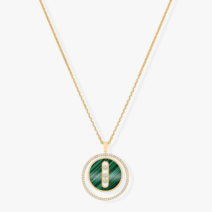 [Solara jewelry]LUCKY MOVE 3 DIAMOND MALACHITE GOLD DIAMOND NECKLACE