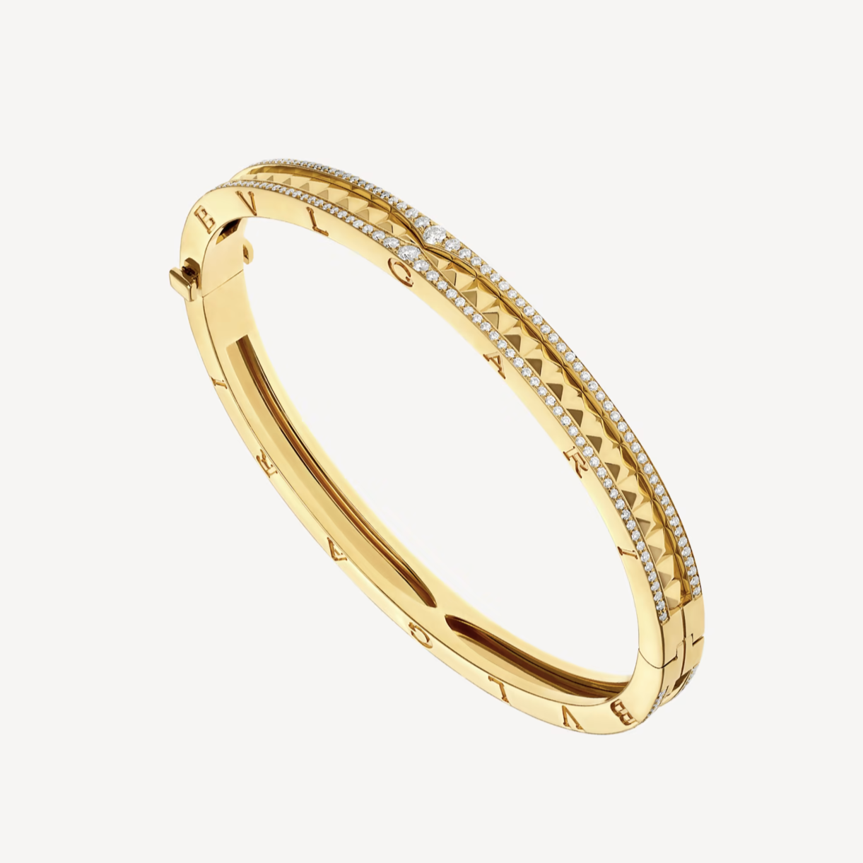 [Solara Jewelry]ZERO 1 SPIRAL AND PAVED DIAMOND GOLD BRACELET