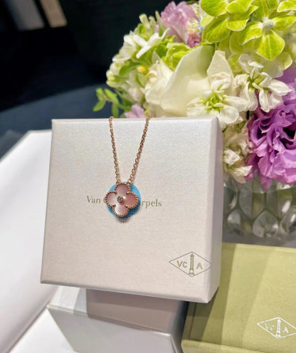 [Solara Jewelry]2025 CHRISTMAS CLOVER 15MM DIAMOND RHODONITE NECKLACE